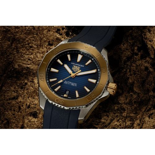 TAG Heuer Aquaracer Calibre 5 Automatic Mens Blue Steel & Yellow Gold  Coating Watch - WBD2120.BB0930
