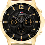 Tommy Hilfiger Luca Chronograph Black Dial Gold Steel Strap Watch For Men - 1710511