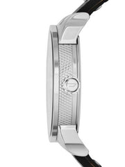 Diesel Mini Daddy Black Silver Dial Black Leather Strap Watch For Men - DZ7307