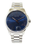 Gucci G Timeless Blue Dial Silver Steel Strap Watch For Men - YA126316