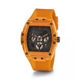 Guess Phoenix Multifunction Black Dial Orange Rubber Strap Watch For Men - GW0203G10