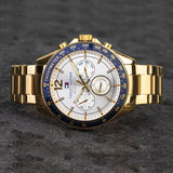 Tommy Hilfiger Luke Chronograph Quartz White Dial Gold Steel Strap Watch for Men - 1791121