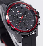 Tommy Hilfiger Mason Black Dial Black Rubber Strap Watch for Men - 1791793