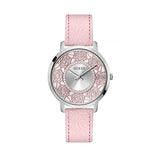 Guess Dahlia Analog Silver Dial Pink Leather Strap Watch for Women - GW0529L1