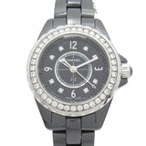 Chanel J12 Diamonds Ceramic Black Dial Black Steel Strap Watch for Women - J12 H2571