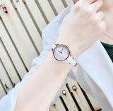 Calvin Klein Rebel White Grey Dial White Leather Strap Watch for Women - K8P236L6