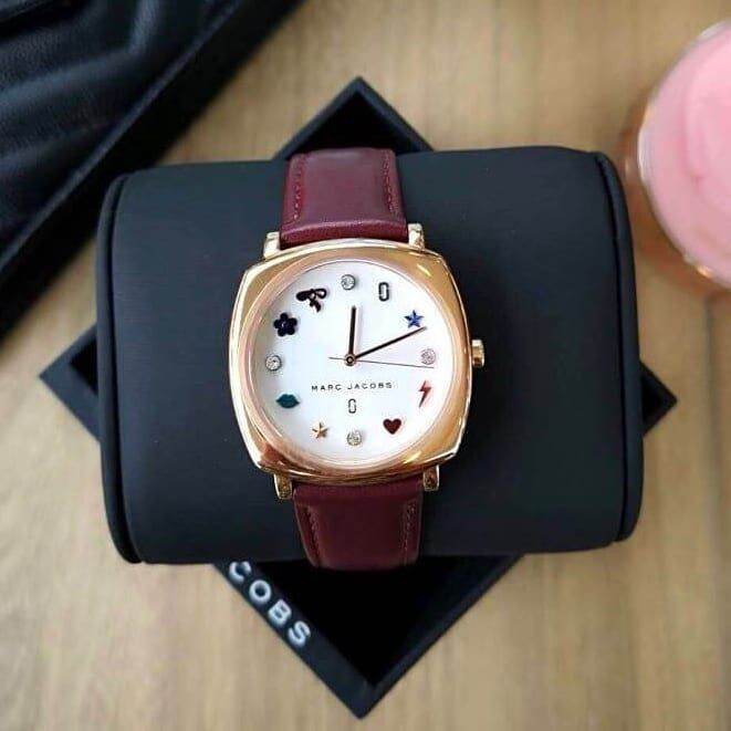 腕時計 MARC BY MARCJACOBS watch Marc Jacobs Mandy White Dial Brown Leather Strap Watch for Women