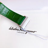 Salvatore Ferragamo F-80 Classic Green Dial Green Leather Strap Watch for Men - SFDT00119