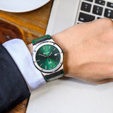 Salvatore Ferragamo F-80 Classic Green Dial Green Leather Strap Watch for Men - SFDT00119