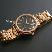 Marc Jacobs Roxy Black Dial Rose Gold Steel Strap Watch for Women - MJ3569
