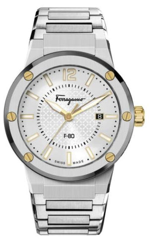 Salvatore Ferragamo F-80 Classic Silver Dial Silver Steel Strap Watch for Men - SFHY02922