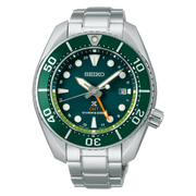 Seiko Prospex GMT Divers Automatic Marine Green Dial Silver Steel Strap Watch For Men - SPB381J1