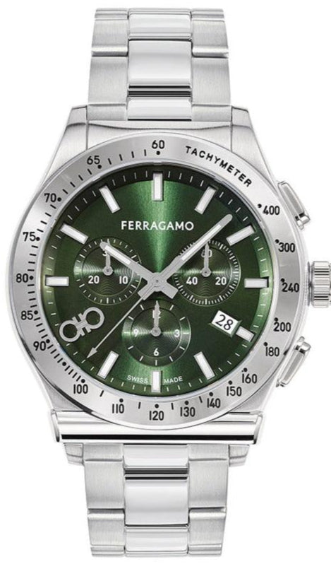 Salvatore Ferragamo 1927 Chrono Green Dial Silver Steel