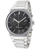 Salvatore Ferragamo Sapphire Chronograph Black Dial Silver Steel Strap Watch for Men - SFME00321