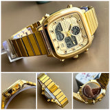 Fossil Retro Analog-Digital Gold Dial Gold Steel Strap Watch for Men - FS5889