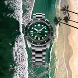 Seiko Prospex GMT Divers Automatic Marine Green Dial Silver Steel Strap Watch For Men - SPB381J1