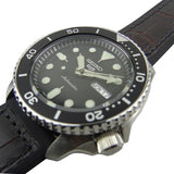 Seiko 5 Sports SKX Automatic Black Dial Black Leather Strap Watch for Men - SRPD55K2