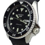 Seiko 5 Sports SKX Automatic Black Dial Black Leather Strap Watch for Men - SRPD55K2