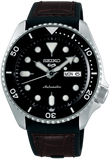 Seiko 5 Sports SKX Automatic Black Dial Black Leather Strap Watch for Men - SRPD55K2