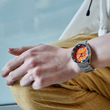 Seiko 5 Sports Automatic Orange Dial Silver Steel Strap Watch For Men - SRPD59K1