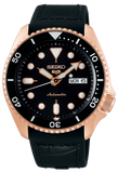 Seiko 5 Sport SKX Automatic Black Dial Black Leather Strap Watch For Men - SRPD76K1