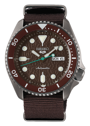 Seiko 5 Sport Automatic Brown Dial Brown Nylon Strap Watch For Men - SRPD85K1