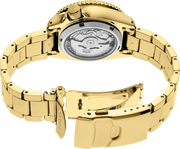 Seiko 5 Sports Automatic Black Dial Gold Steel Strap Watch For Men - SRPK18