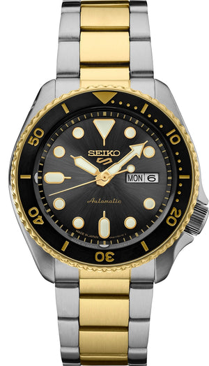 Seiko 5 Sports Automatic Special Creation Black Dial Two Tone Steel Strap Watch For Men - SRPK22