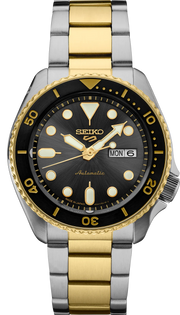 Seiko 5 Sports Automatic Special Creation Black Dial Two Tone Steel Strap Watch For Men - SRPK22