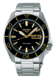 Seiko 5 Sport Automatic SKX Series Black Dial Silver Steel Strap Watch for Men - SRPK99K1