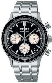 Seiko 5 Sport Black Dial Silver Steel Strap Watch for Men - SSB479P1