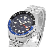 Seiko 5 Sports GMT SKX Automatic Blueberry Dial Silver Steel Strap Watch For Men - SSK003K1