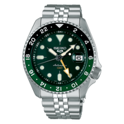 Seiko 5 Sports SKX GMT Automatic Green Dial Silver Steel Strap Watch For Men - SSK035K1