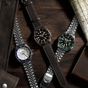 Seiko 5 Sports SKX GMT Automatic Mocha Black Dial Brown Leather Strap Watch For Men - SSK036K1