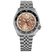 Seiko 5 Sports GMT Thong Sia Limited Edition Brown Dial Silver Steel Strap Watch for Men - SSK043K1