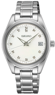 Seiko Diamond Silver Dial Silver Steel Strap Watch for Women - SUR579P1