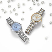 Seiko Diamond Blue Dial Silver Steel Strap Watch for Women - SUR581P1