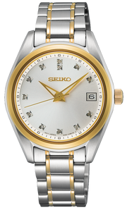 Seiko Diamond Silver Dial Two Tone Steel Strap Watch for Women - SUR582P1