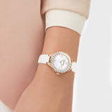 Swarovski Lovely Crystals Mother of Pearl Dial White Leather Strap Watch for Women - 5242904