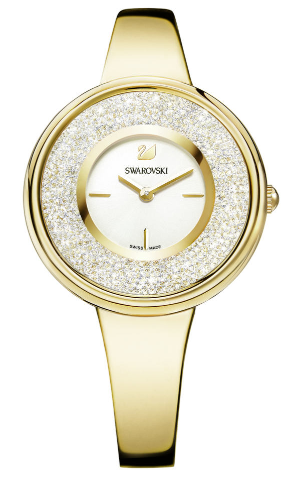 Swarovski Crystalline Bracelet White Dial Gold Steel Strap