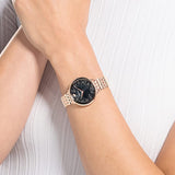 Swarovski Crystalline Chic Analog Black Dial Rose Gold Steel Strap Watch for Women - 5544587