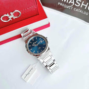 Salvatore Ferragamo F-80 Classic Blue Dial Silver Steel Strap Watch for Men - SFDT01320