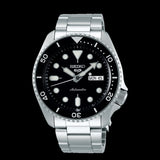 Seiko 5 Sports Automatic Day Date Black Dial Silver Steel Strap Watch for Men - SRPD55K1