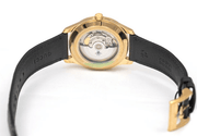 Gucci Eryx Automatic Chevron Gold Dial Black Leather Strap Watch For Men - YA126340
