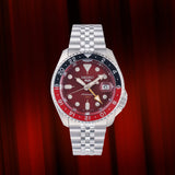 Seiko Seiko 5 Sports Thong Sia Limited Edition Red Dial Silver Steel Strap Watch For Men - SSK031K1