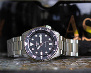 Seiko 5 Sports Automatic Day Date Black Dial Silver Steel Strap Watch for Men - SRPD55K1