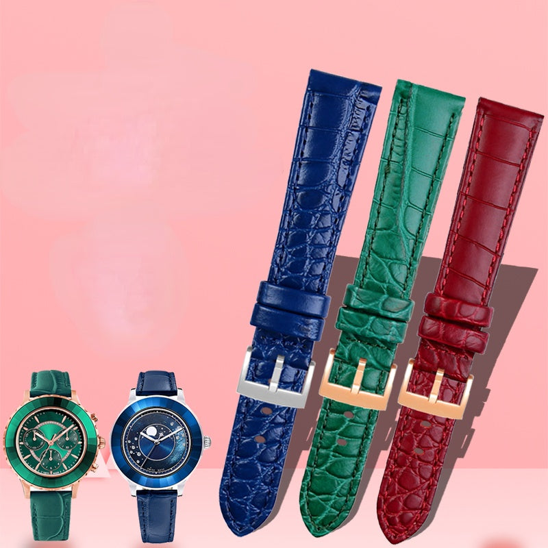 Swarovski Octea Lux Chrono Emerald Green Dial Green Leather Strap Watc