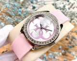 Guess G-Twist Diamonds Silver Dial Pink Rubber Strap Watch for Women - W1240L1