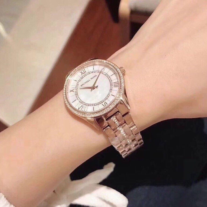 Michael for Lauryn Gold Watch Steel of Mother Pearl Women Rose Strap Kors Dial