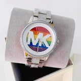 Michael Kors Ritz Pave Multicolored Dial Silver Steel Strap Watch for Women - MK6864